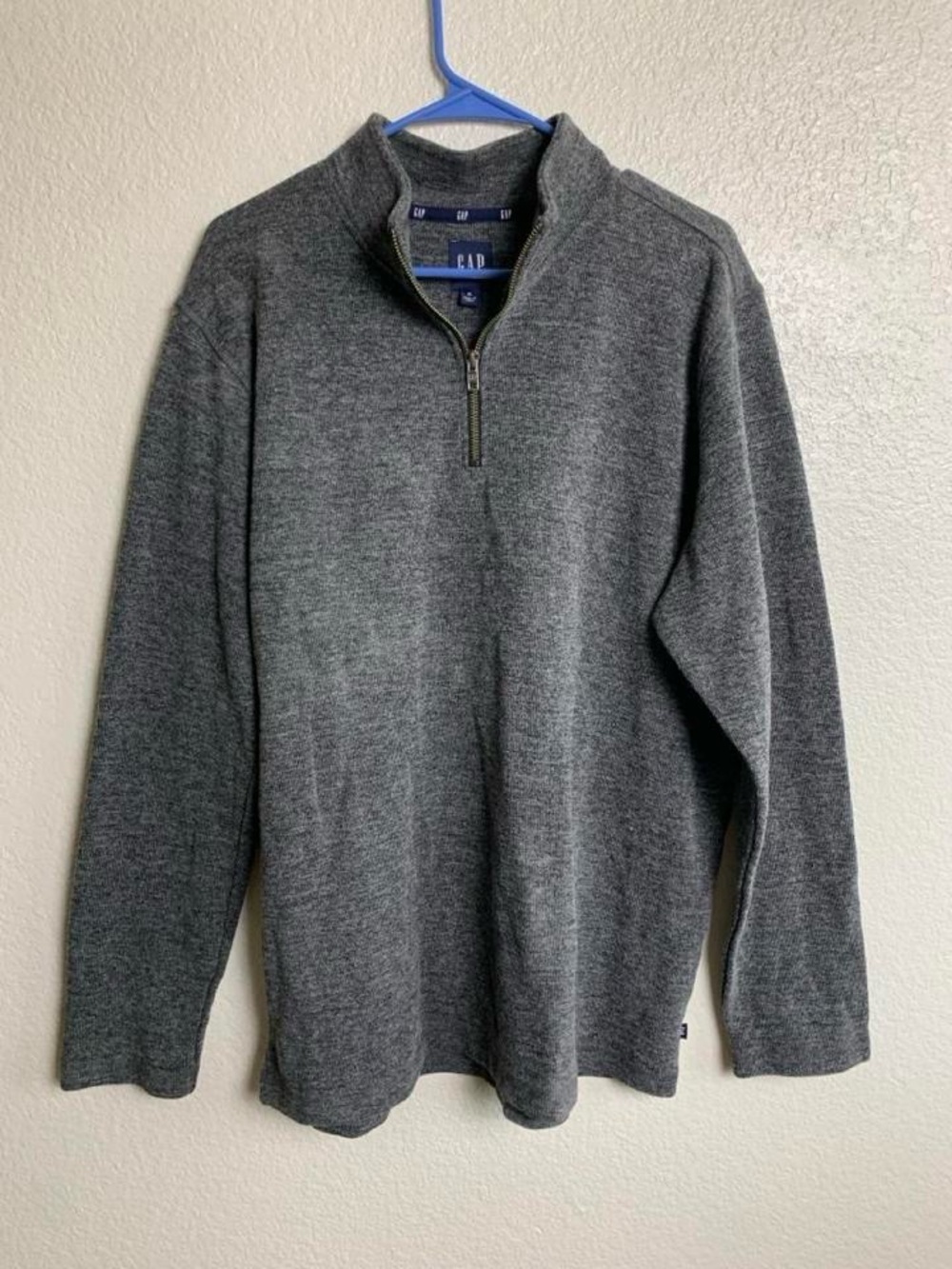GAP Gray Quarter Zip Pullover Sweater XL Mock Neck Casual